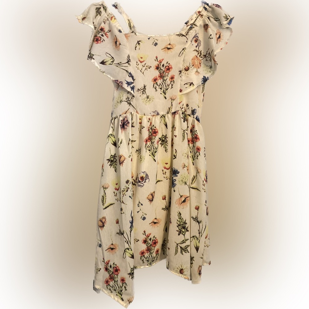 BCBGirls Off Shoulder Handkerchief Hem Dress Girls Size 10